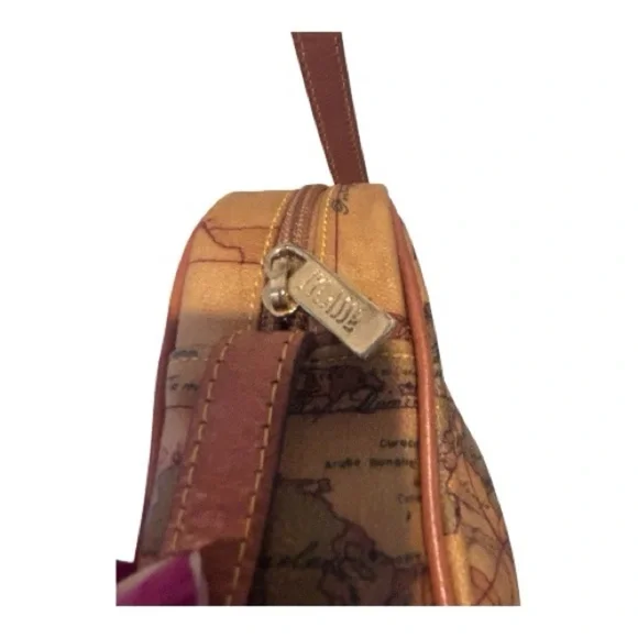 Alviero Martini Tan Map Print Shoulder Bag - Picture 6 of 12